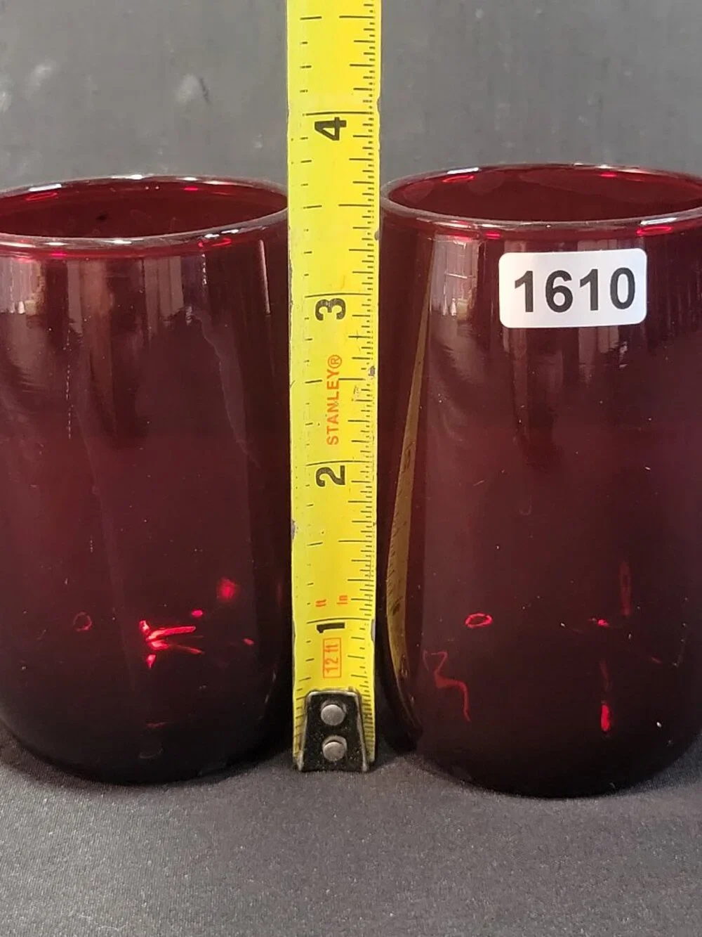 Vintage RUBY RED GLASS JUICE GLASSES 4 oz. set of 4
